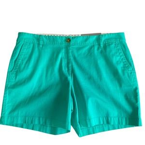 Talbots Aqua Green 6" Girlfriend Shorts Size 14P Super Soft Chino NWT Flat Front